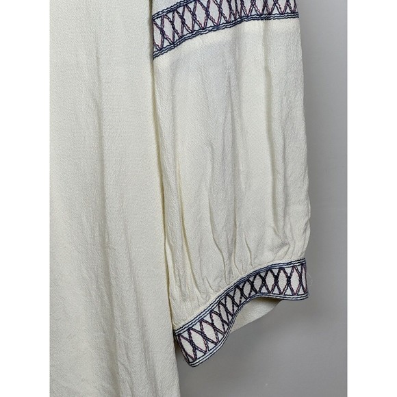 BA&SH PLUME EMBROIDERED Size 3/ Large Boho BLOUSE In Ecru Cream 3/4 Sleeve - Picture 3 of 10